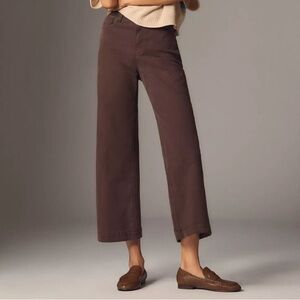 PAIGE Anessa Crop Wide Leg Chocolate Brown Wash Size 30 Stretch Denim High Rise